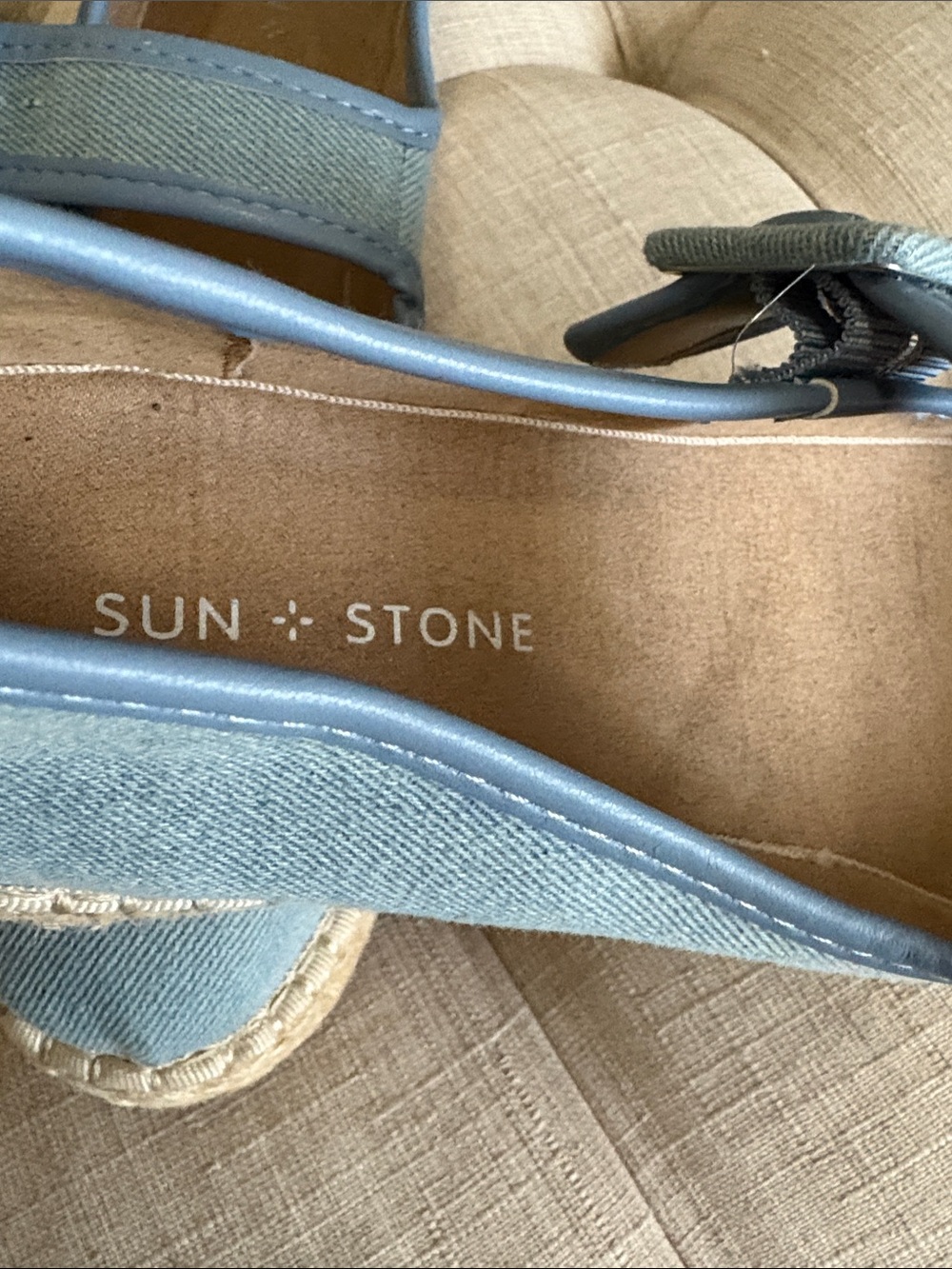 Sun + Stone Powder Blue Poppy Mary Jane Espadrille Flats NWOT - Picture 5 of 6